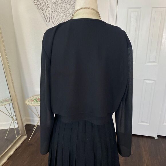 Vintage Whimsygoth Black Sheer Cropped Sequin Beaded Open Front Mesh Cardigan M - Picture 6 of 7